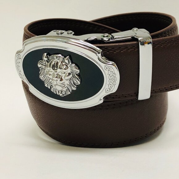 Dark Coffee Belt Automatic Buckle Slide Belts Strep Leather Fit‎ All Unisex New - Picture 2 of 3